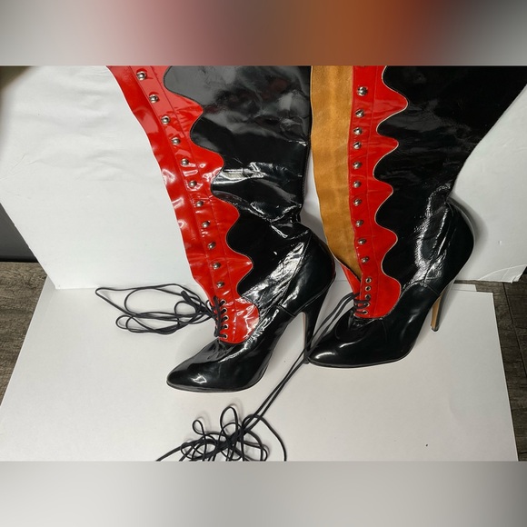 Patent leather Vintage high heel boots 46 - Picture 5 of 12